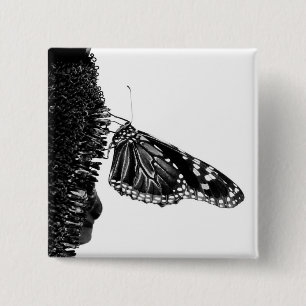 butterfly shy blacq 15 cm square badge