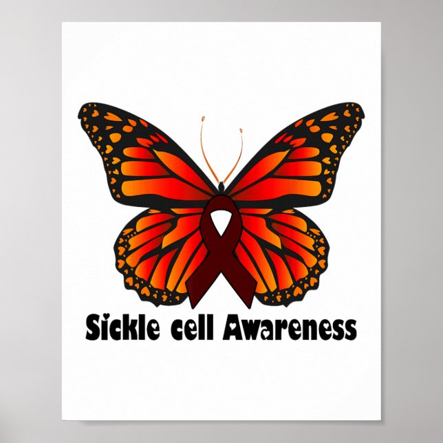 Butterfly Sickle Cell Tee Sickle Cell Awareness Ap Poster (Front)