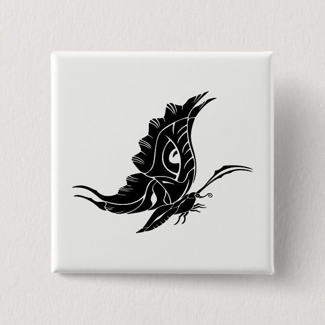 Butterfly Silhouette 15 Cm Square Badge (Front)