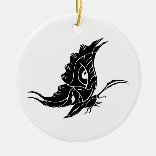 Butterfly Silhouette Ceramic Tree Decoration (Front)