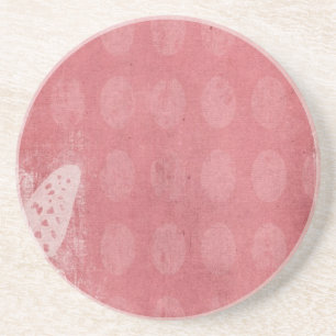 Butterfly Silhouette on Pink Grunge Coaster