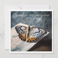 Butterfly sitting on open book, customisable