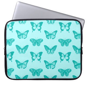 Butterfly sketch, aqua and turquoise laptop sleeve