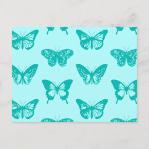 Butterfly sketch, aqua and turquoise postcard