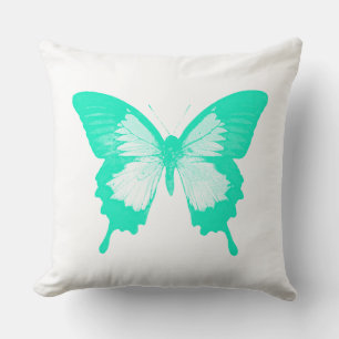 Butterfly sketch, aquamarine cushion