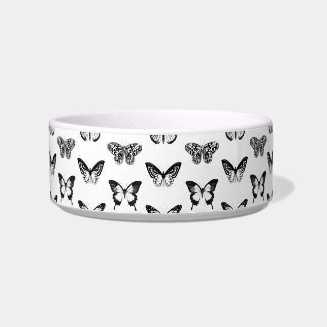Butterfly sketch, black and white bowl (Left)