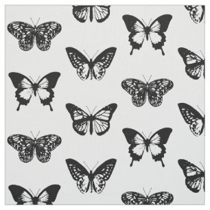 Butterfly sketch, black and white fabric