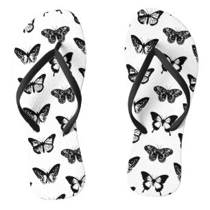 Butterfly sketch, black and white thongs