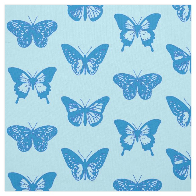Butterfly sketch, cerulean and sky blue fabric (Swatch)