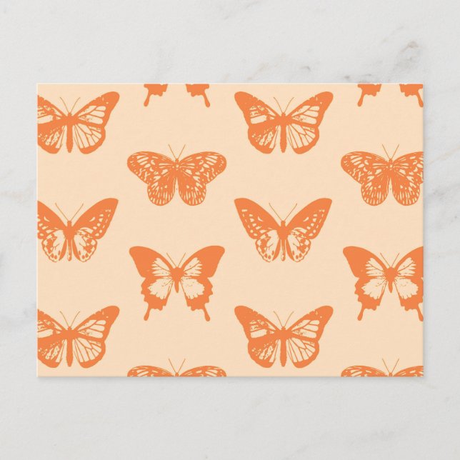 Butterfly sketch, coral orange postcard (Front)