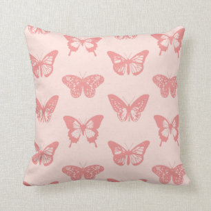 Butterfly sketch, coral pink cushion