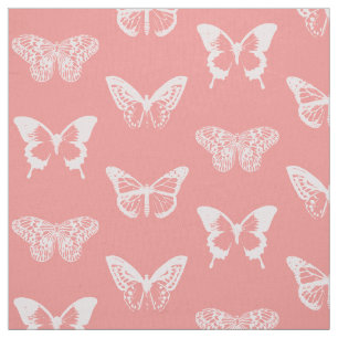 Butterfly sketch, coral pink fabric