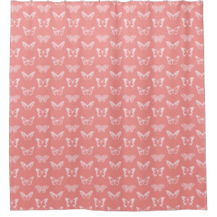 Butterfly sketch, coral pink shower curtain