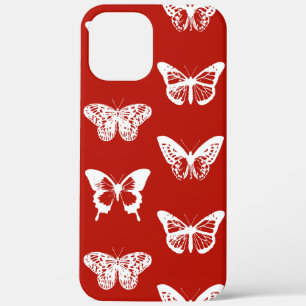 Butterfly sketch, deep red and white iPhone 12 pro max case