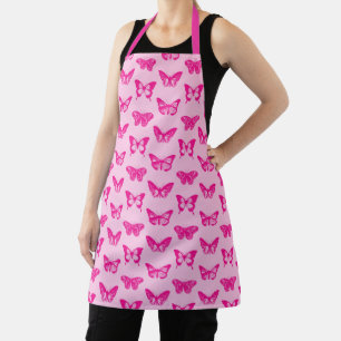 Butterfly sketch, Fuchsia and Light Pink  Apron