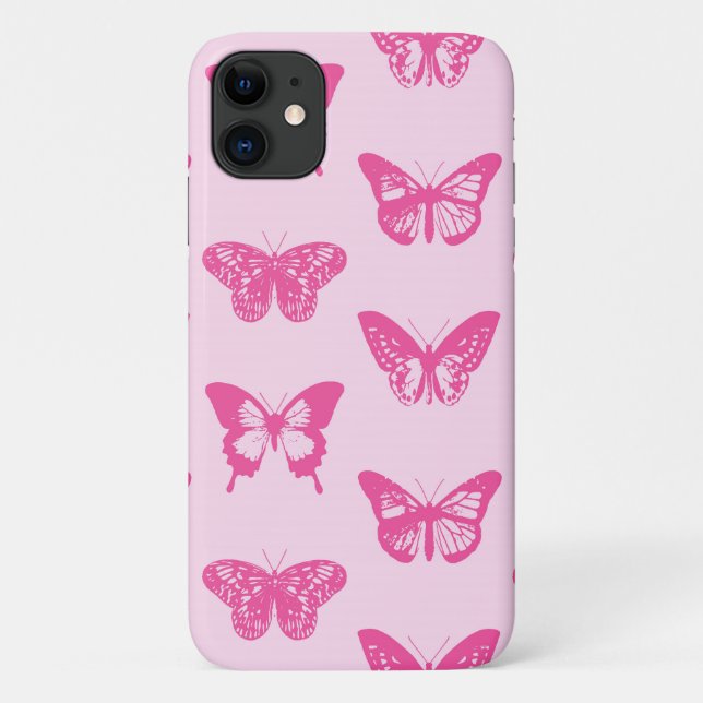 Butterfly sketch, light pink and fuchsia Case-Mate iPhone case (Back)
