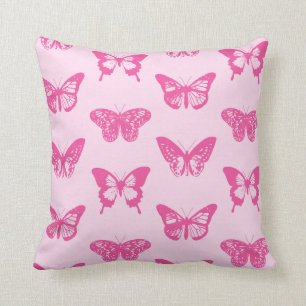Butterfly sketch, light pink and fuchsia cushion