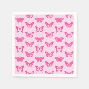 Butterfly sketch, light pink and fuchsia napkin