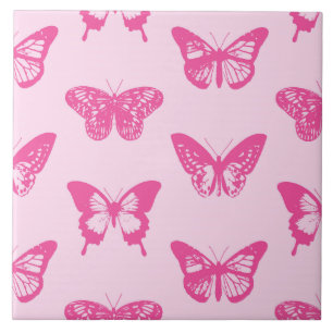 Butterfly sketch, light pink and fuchsia tile