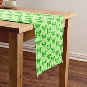 Butterfly Sketch, Lime and Emerald Green Short Table Runner