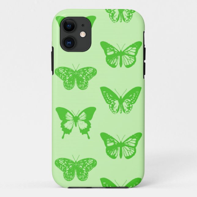 Butterfly sketch,  lime green Case-Mate iPhone case (Back)