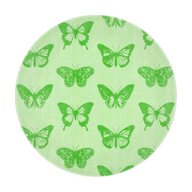 Butterfly sketch,  lime green cutting board (Front)