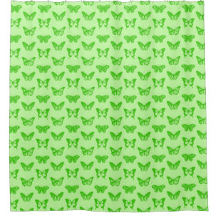 Butterfly sketch, lime green shower curtain
