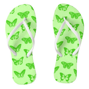 Butterfly sketch, lime green thongs