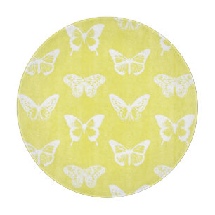 Butterfly sketch, mustard gold and white cutting board