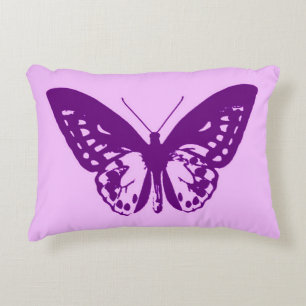 Butterfly sketch, orchid & amethyst purple decorative cushion