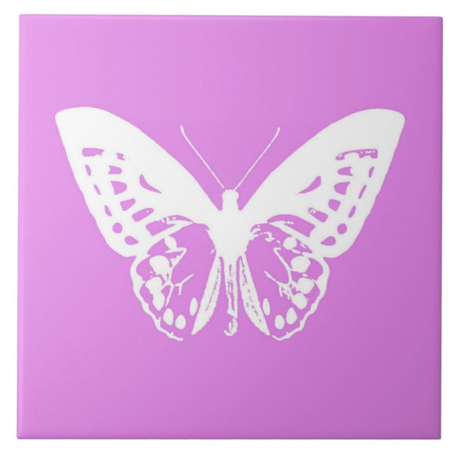 Butterfly sketch, orchid and white ceramic tile (Front)