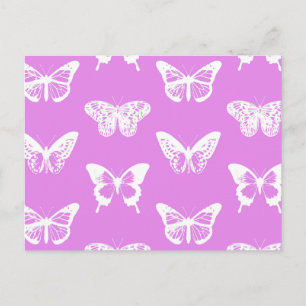 Butterfly sketch, orchid and white postcard