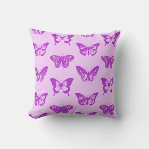 Butterfly sketch, orchid pink and violet cushion