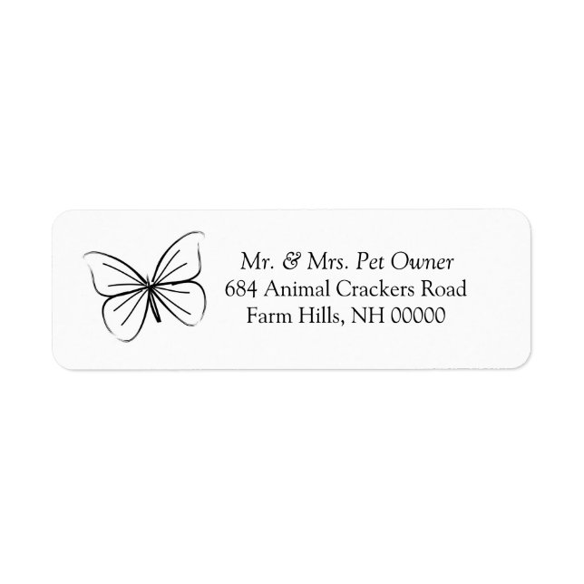 Butterfly Sketch Return Address Labels Stickers (Front)