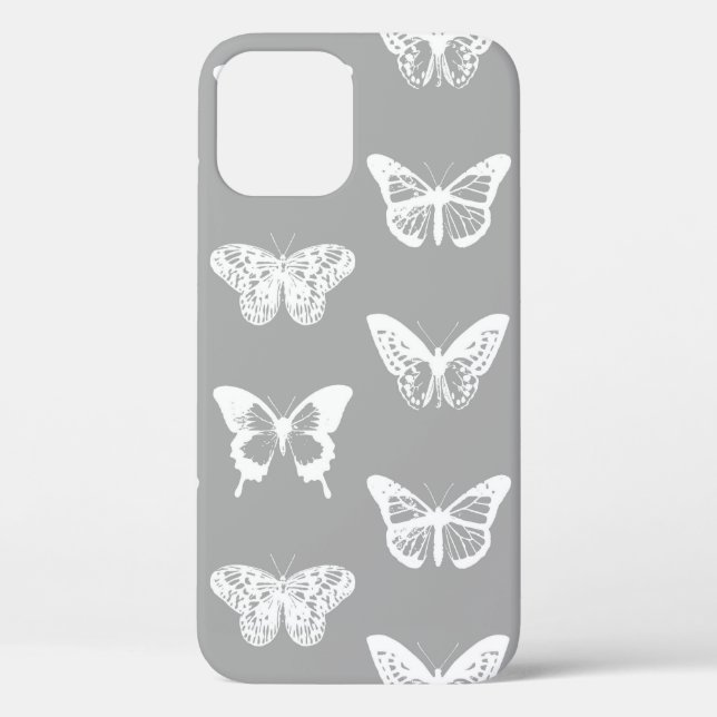 Butterfly sketch, silver grey and white Case-Mate iPhone case (Back)