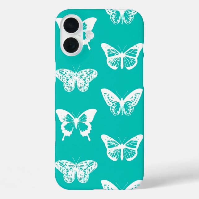 Butterfly sketch, turquoise and white Case-Mate iPhone case (Back)