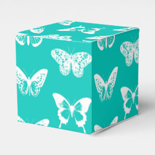 Butterfly sketch, turquoise and white favour box