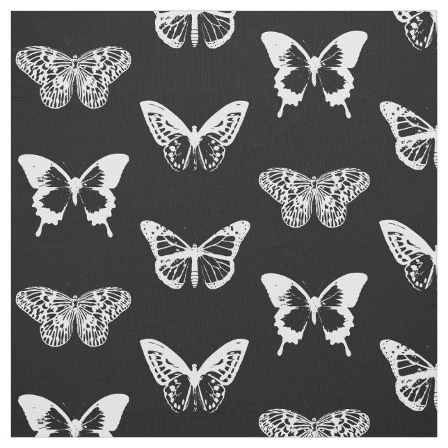 Butterfly sketch, white and black fabric (Swatch)