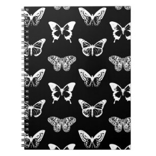 Butterfly sketch, white and black notebook