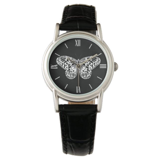 Butterfly sketch, white and black watch (Front)