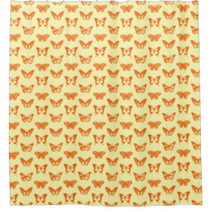 Butterfly sketch, yellow and orange shower curtain