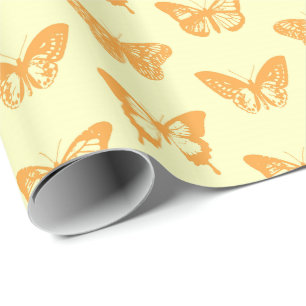 Butterfly sketch, yellow and orange wrapping paper
