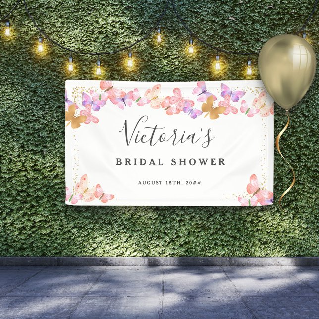 Butterfly Skies Elegant Butterflies Bridal Shower Banner (Creator Uploaded)
