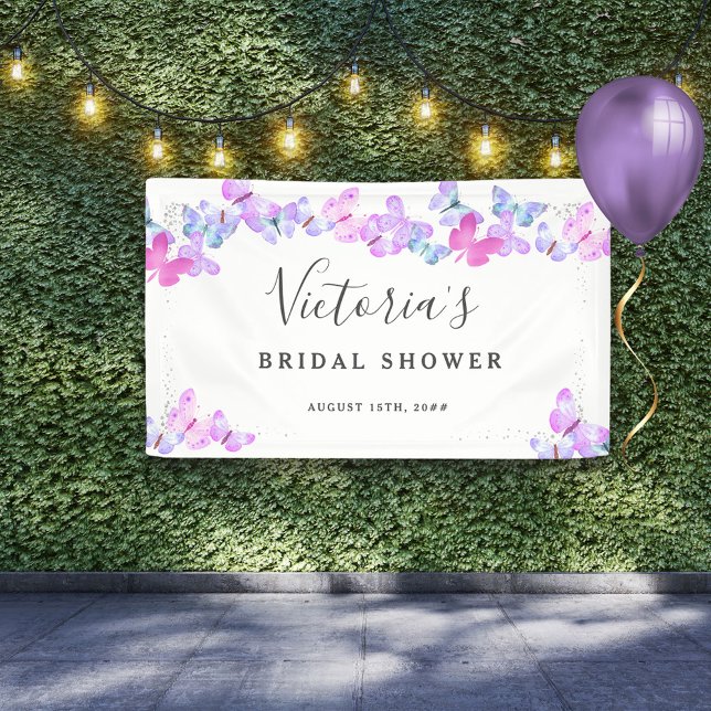 Butterfly Skies Pretty Butterflies Bridal Shower Banner (Creator Uploaded)