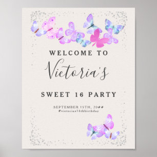 Butterfly Skies Watercolor Butterflies Welcome Poster