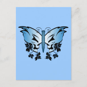 Butterfly Skull - Blue Postcard