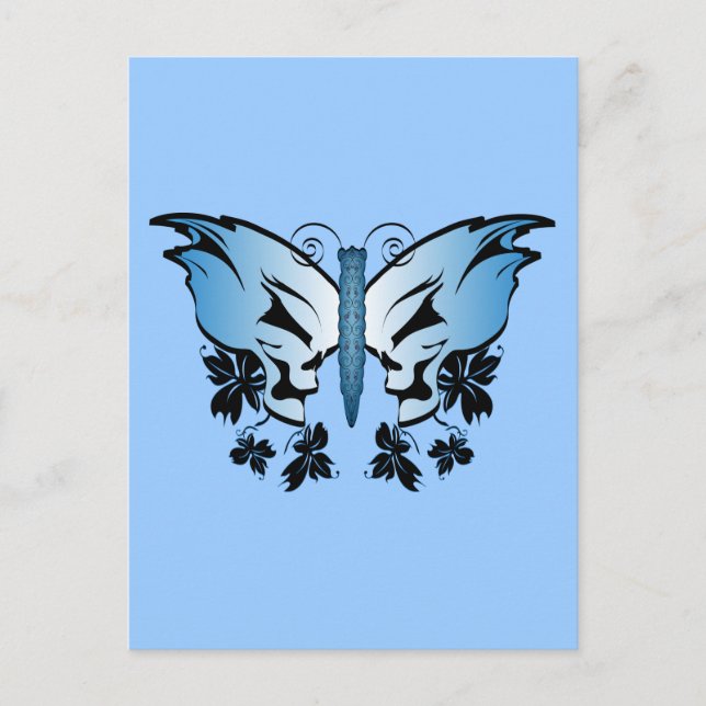 Butterfly Skull - Blue Postcard (Front)