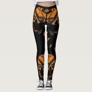 Butterfly Skull Leggings - Monarch Butterfly Skull