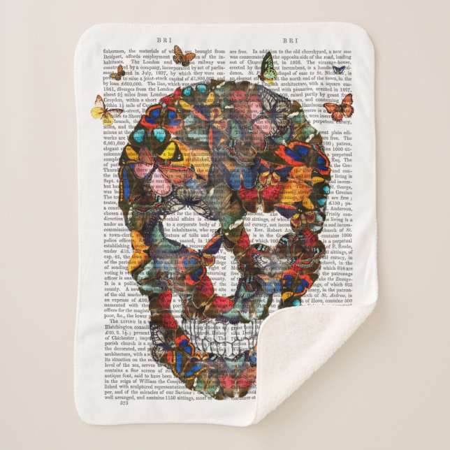 Butterfly Skull Sherpa Blanket (Front)
