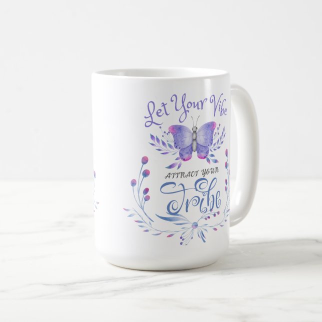 Butterfly Spirit Vibe large Coffee Mug (Front Right)